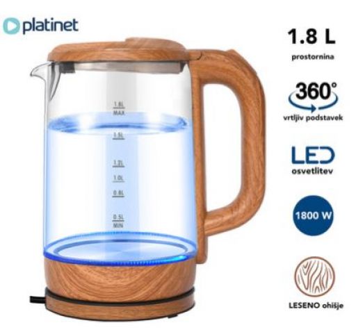 Grelnik vode Platinet PEK881, 1.8L, 1800W, modra LED osvelitev, 360° vrtljiv podstavek