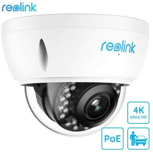 Kamera Reolink RLC-842A, 4K Ultra HD, PoE, zaznavanje oseb / vozil, 5x optični zoom, IR nočno snemanje, snemanje zvoka, aplikacija, IP66 vodoodpornost, bela