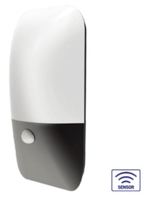 LED stenska svetilka Pirus-Wl s senzorjem - 10W, toplo bela, 850LM, IP54, antracit