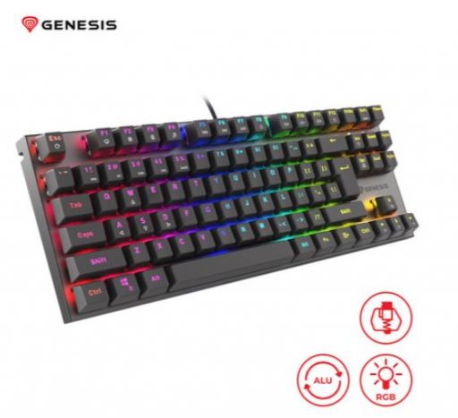 Gaming tipkovnica Genesis Thor 303 TKL, mehanska, RGB LED osvetlitev, Anti-Ghosting, F1 - F12, aplikacija, črna
