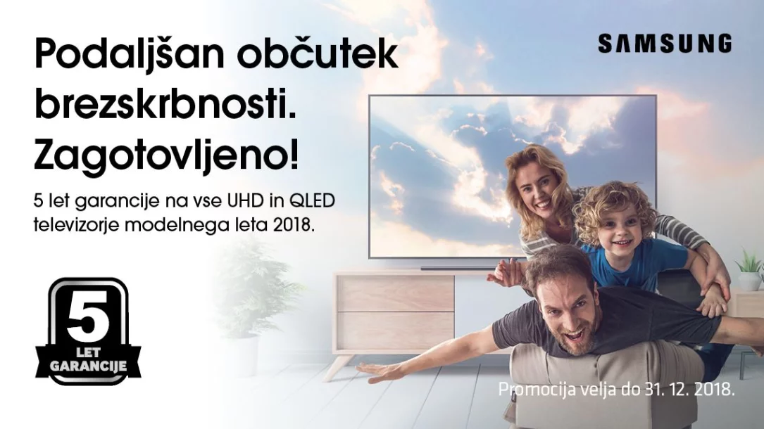 5 letna garancija na izbrane televizorje Samsung