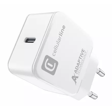 Hišni polnilec CellularLine USB-C 15W - bela