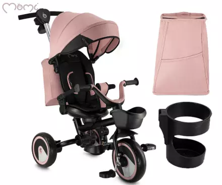 Otroški voziček/tricikel MoMi IVI 3v1 črno-roza