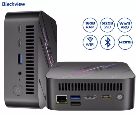 Namizni mini računalnik Blackview MP100, Windows 11 PRO, AMD Ryzen 5 7430U, 16GB RAM, 512GB SSD