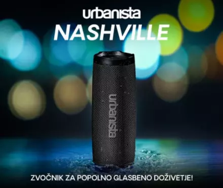 Prenosni zvočnik Urbanista Nashville , 20W, Bluetooth&reg; 5.2, TWS, do 18 ur predvajanja, upravljanje z gumbi, IPX7 vodoodpornost, USB Type-C, črn (Midnight Black)