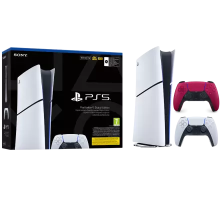 Igralna konzola PlayStation 5 Slim Digital, 825GB + dodaten kontroler (c. rdeč)