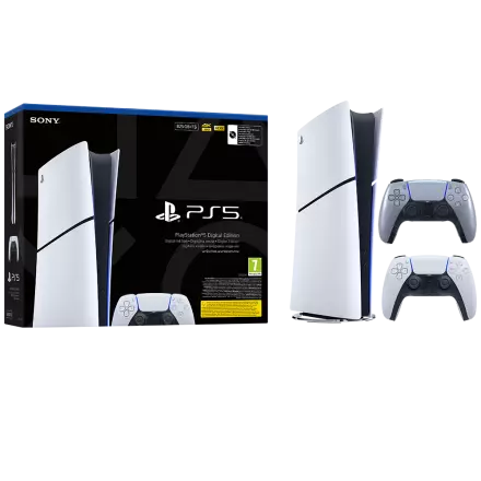 Igralna konzola PlayStation 5 Slim Digital, 825GB + dodaten kontroler (srebrn)