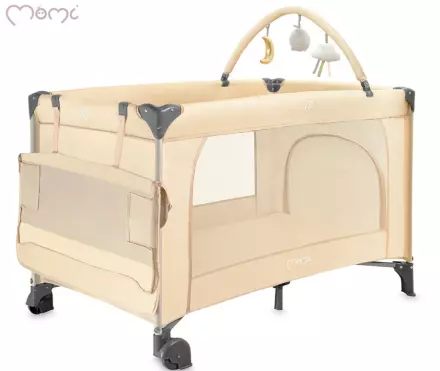 Otroška potovalna postelja MoMi BELOVE PLUS 2v1 - bež