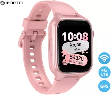 Otroška pametna ura Manta Stelio Junior 4G - roza 