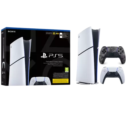 Igralna konzola PlayStation 5 Slim Digital, 825GB + dodaten kontroler (voj. siv)