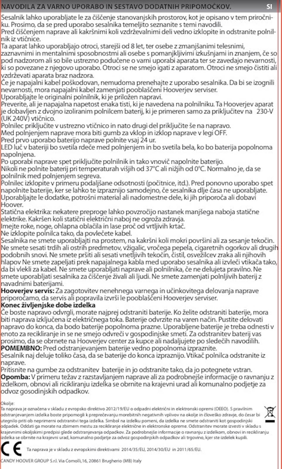 Multifunkcijski baterijski sesalnik Hoover HF1M10H 011 12