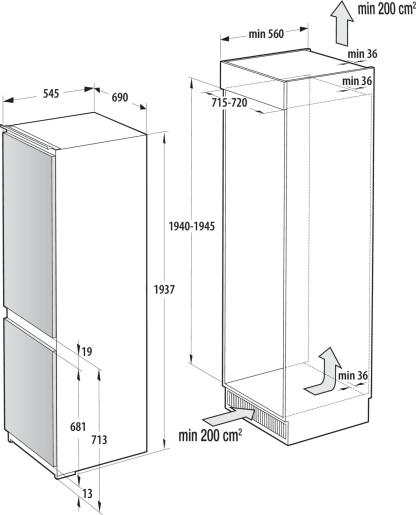 Vgradni integriran kombinirani hladilnik Gorenje NRKI619D61WFE 3