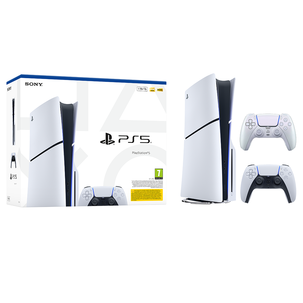 Igralna konzola PlayStation 5 Slim, 1TB + dodaten kontroler (chroma pearl) 1