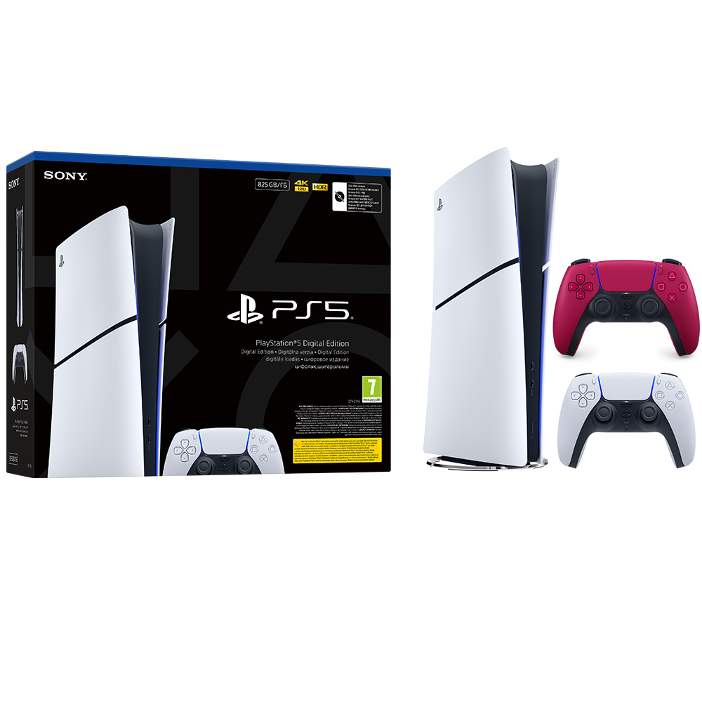 Igralna konzola PlayStation 5 Slim Digital, 825GB + dodaten kontroler (c. rdeč) 1