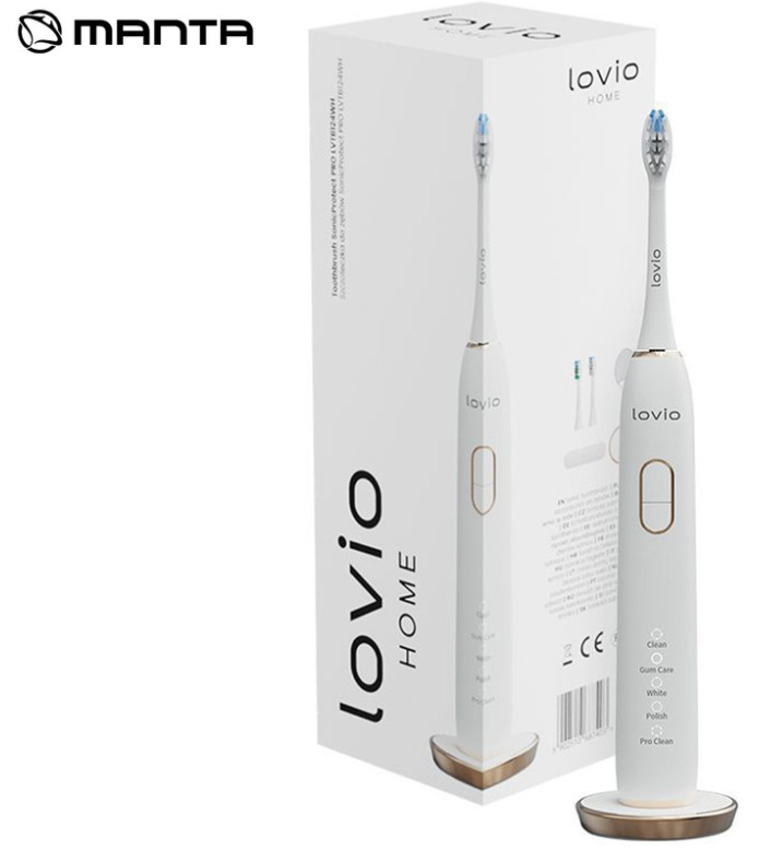 Sonična zobna ščetka Manta Lovio SonicProtect PRO - bela 1