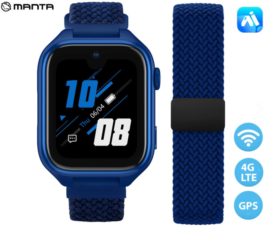 Otroška pametna ura Manta Stelio Junior Pro AI 4G - modra 1