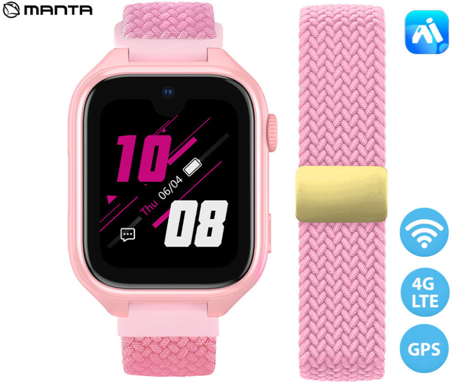 Otroška pametna ura Manta Stelio Junior Pro AI 4G - roza  1