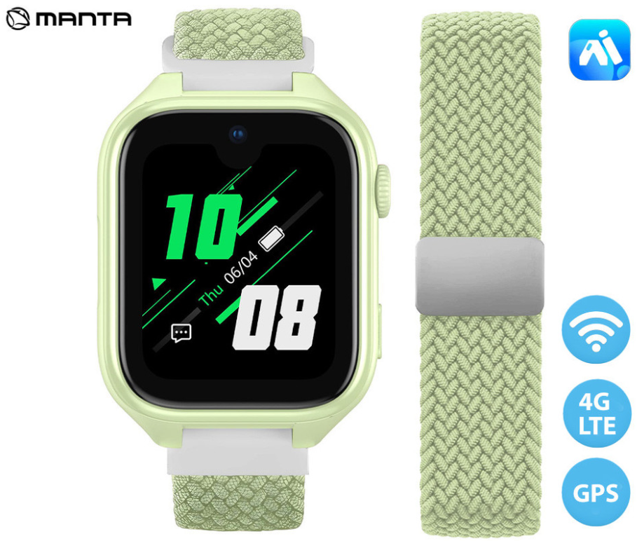 Otroška pametna ura Manta Stelio Junior Pro AI 4G - zelena  1