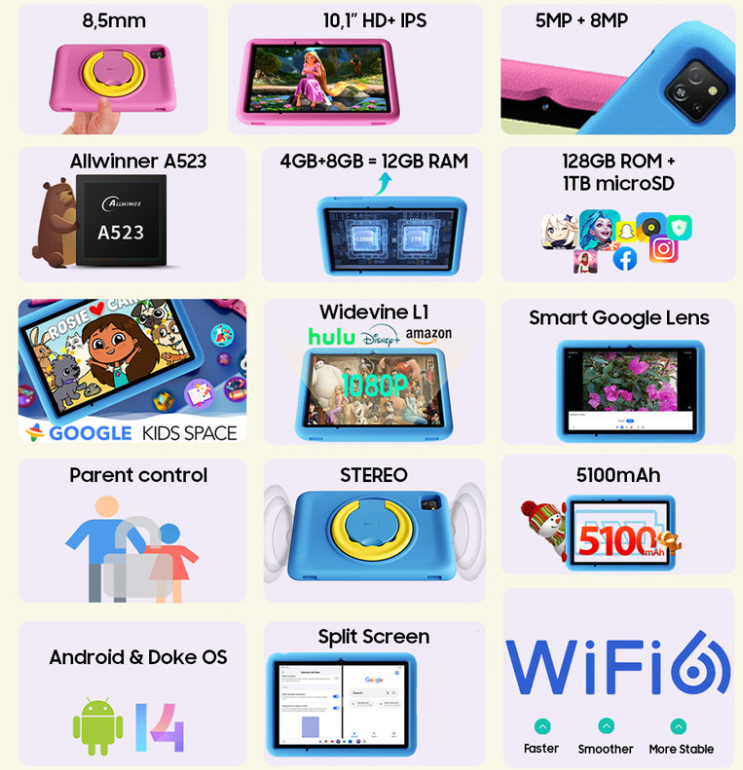 Tablični računalnik Blackview TAB A6 KIDS - roza  3