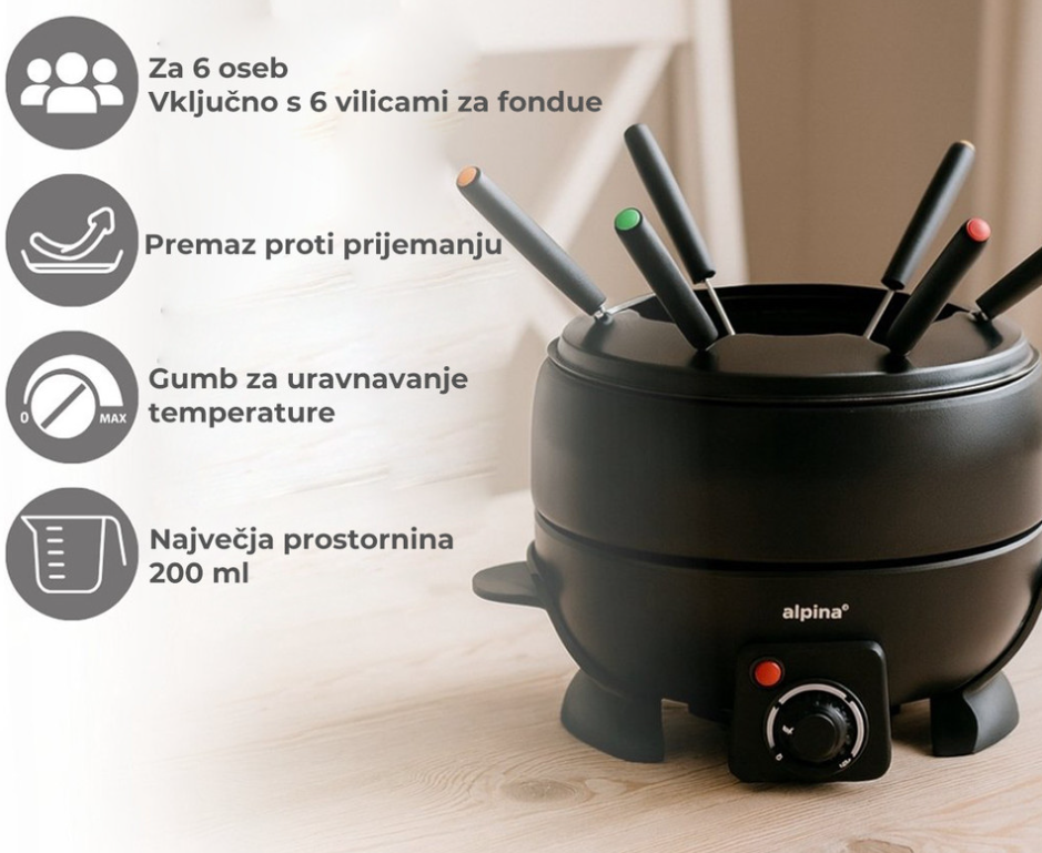 Komplet za fondue Alpina 800W, 2.3L 3