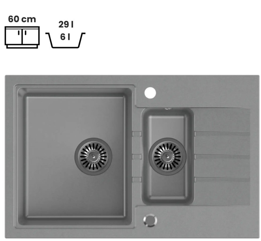 Pomivalno korito Quadron Peter 156 - sivo 2