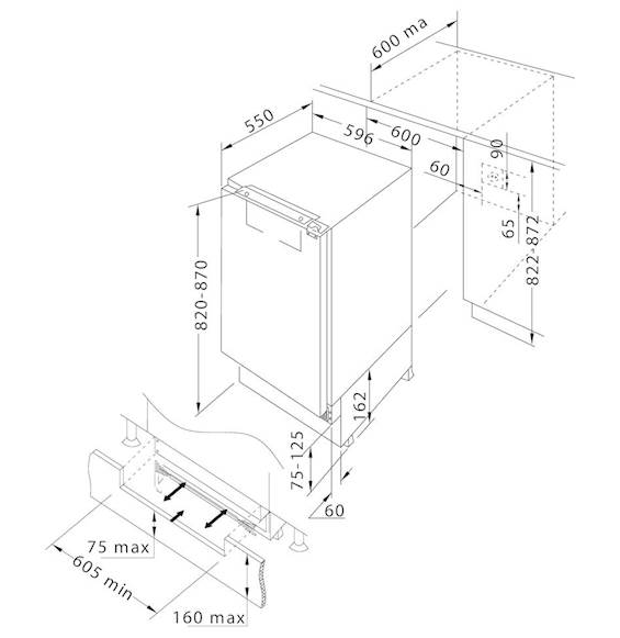 Vgradni podpultni hladilnik Candy CM4SE68W 6