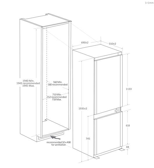 Vgradni kombinirani hladilnik Candy CNBQT3719EW 6