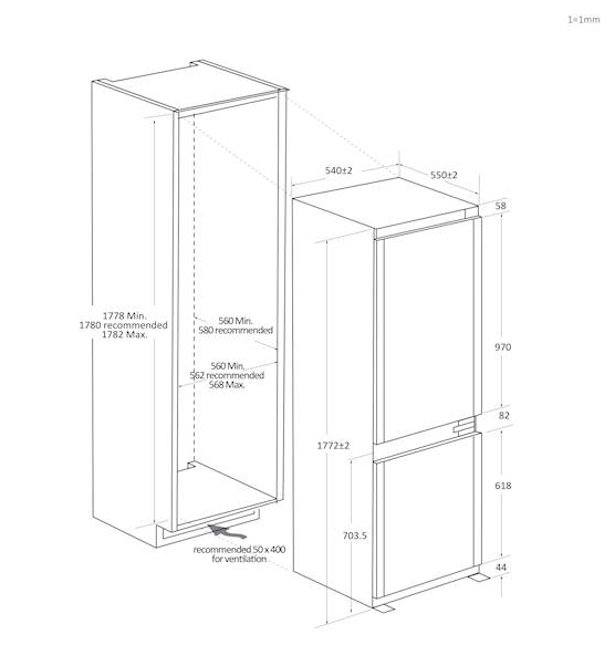 Vgradni kombinirani hladilnik Candy ECNBQL3518EV 5