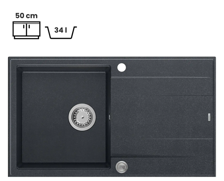 Pomivalno korito Quadron Evan 111 - črna 2