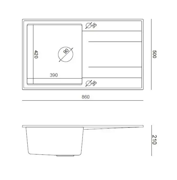 Pomivalno korito Quadron Evan 111 - črna 3