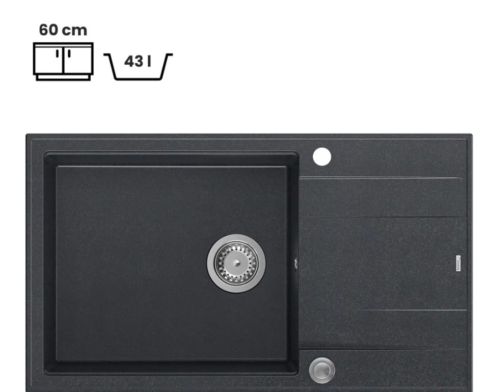 Pomivalno korito Quadron Evan 136 XL - črno 2