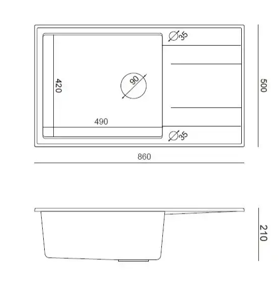 Pomivalno korito Quadron Evan 136 XL - črno 3