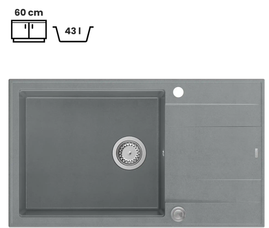 Pomivalno korito Quadron Evan 136 XL - siva 2