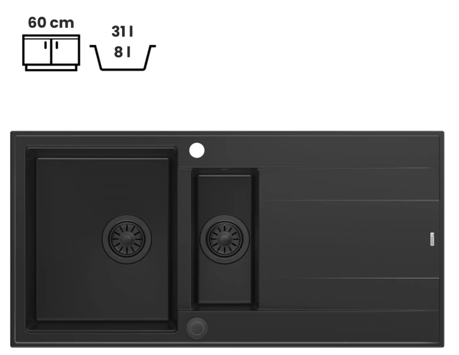 Pomivalno korito Quadron Evan 156 GranitQ - črna 2
