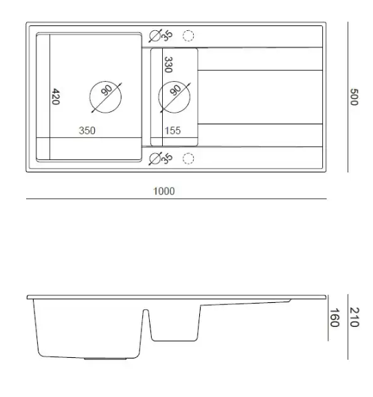 Pomivalno korito Quadron Evan 156 GranitQ - črna 3