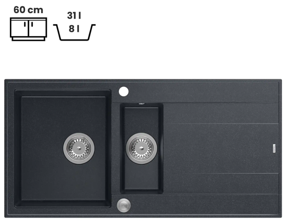 Pomivalno korito Quadron Evan 156 GranitQ - carbon 2