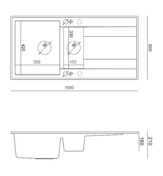 Pomivalno korito Quadron Evan 156 GranitQ - carbon 3