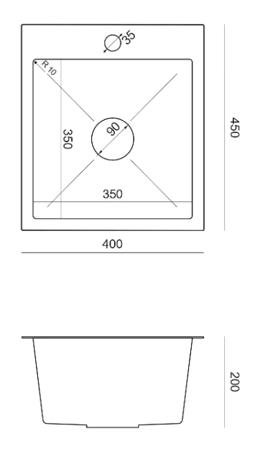 Pomivalno korito Quadron Luke 90 - črna 4