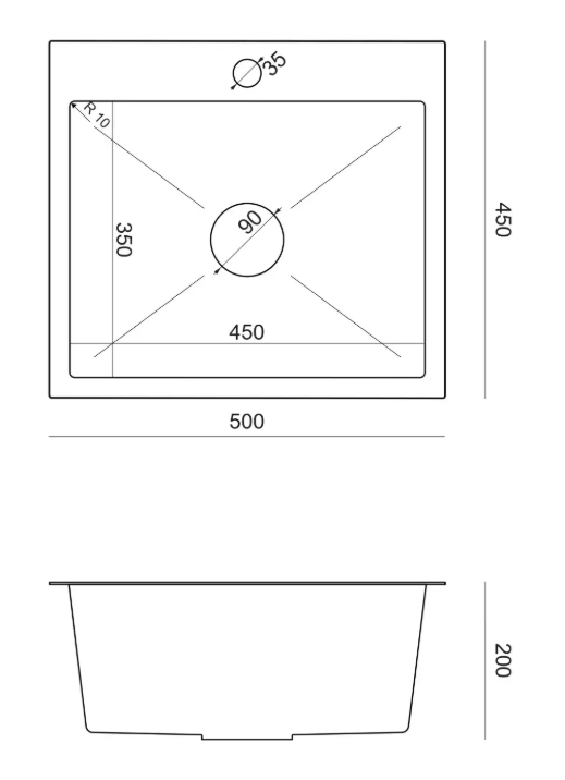 Pomivalno korito Quadron Luke 100 - črna 4