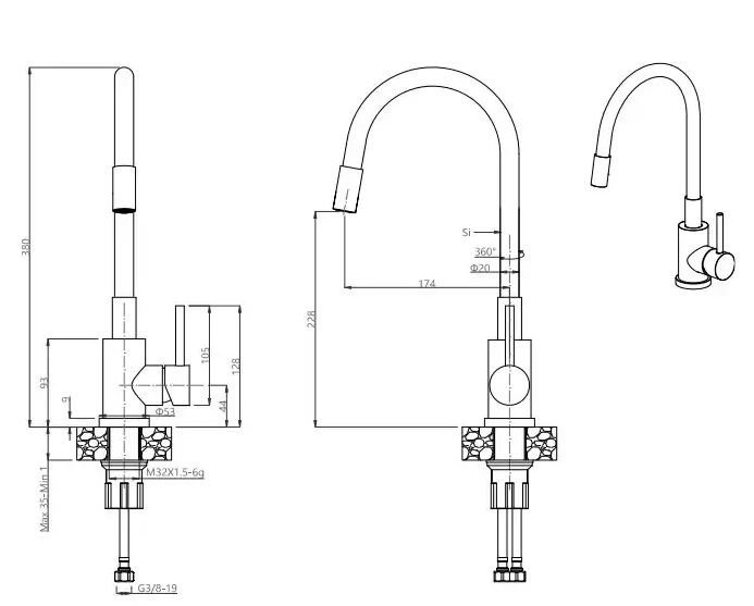 Kuhinjska armatura Quadron Maggie - črna 2