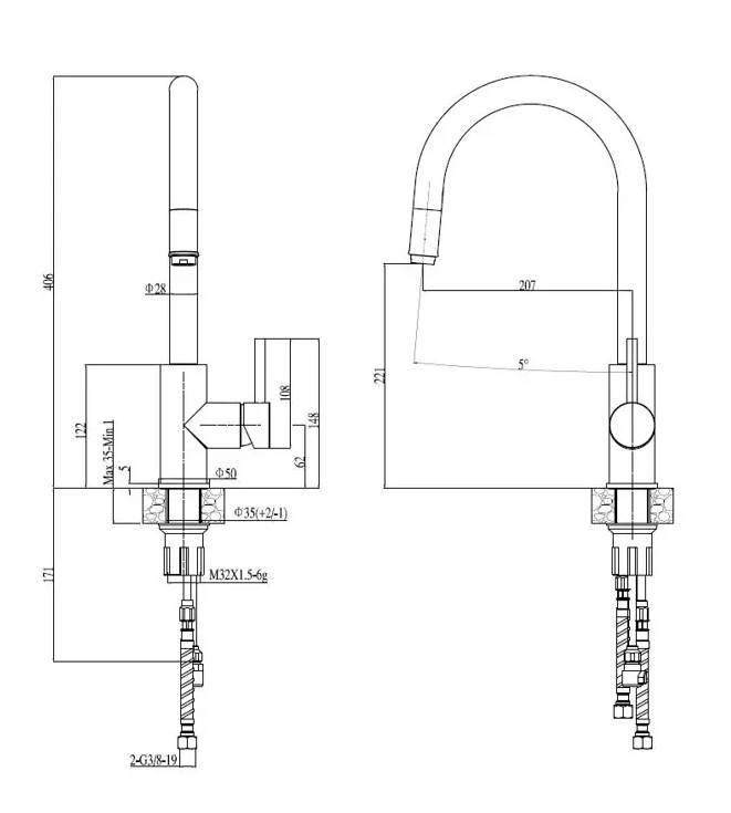 Kuhinjska armatura Quadron Jennifer - črna 2