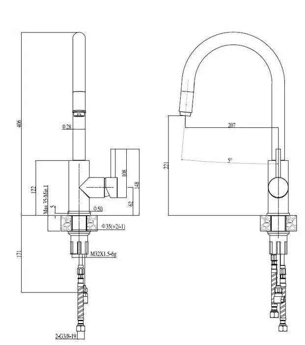 Kuhinjska armatura Quadron Jennifer - bakrena 2