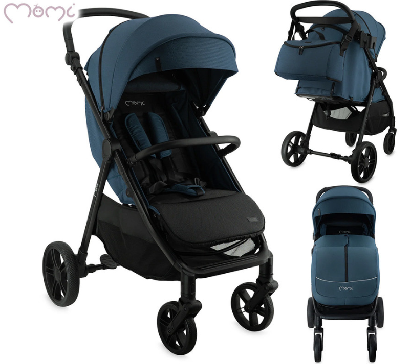 Otroški voziček MoMi CLARA - črno-moder 1