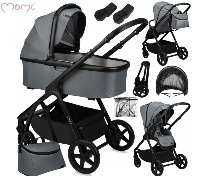 Otroški voziček MoMi GISELLE 2v1 -  siv 1
