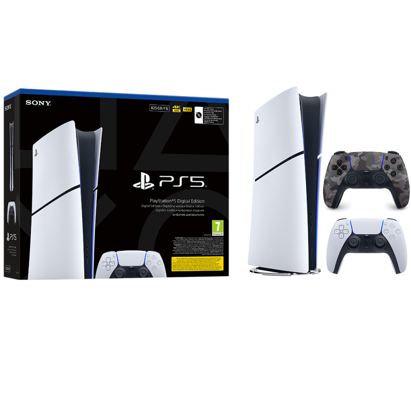 Igralna konzola PlayStation 5 Slim Digital, 825GB + dodaten kontroler (voj. siv) 1